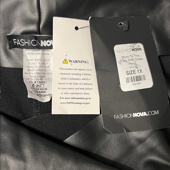 Fashion Nova NWT More To The Story Faux Leather Dress Size 1X Black Curvy - Picture 3 of 11